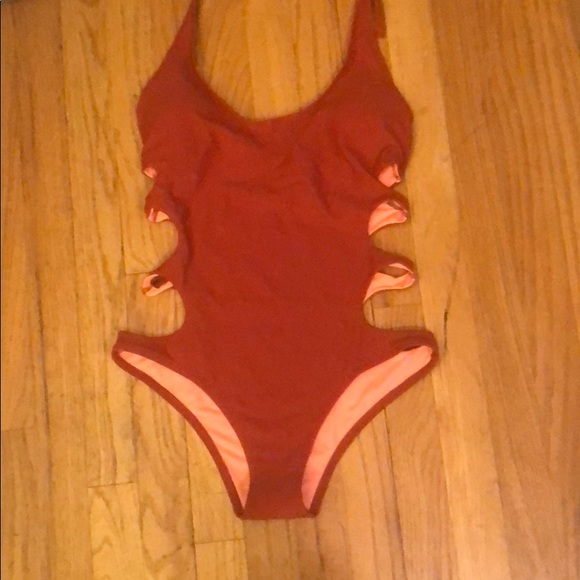 NWOT Aerie maroon red cut out one piece sexy - Picture 3 of 6